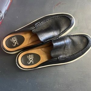 Sofft slip on black leather shoes